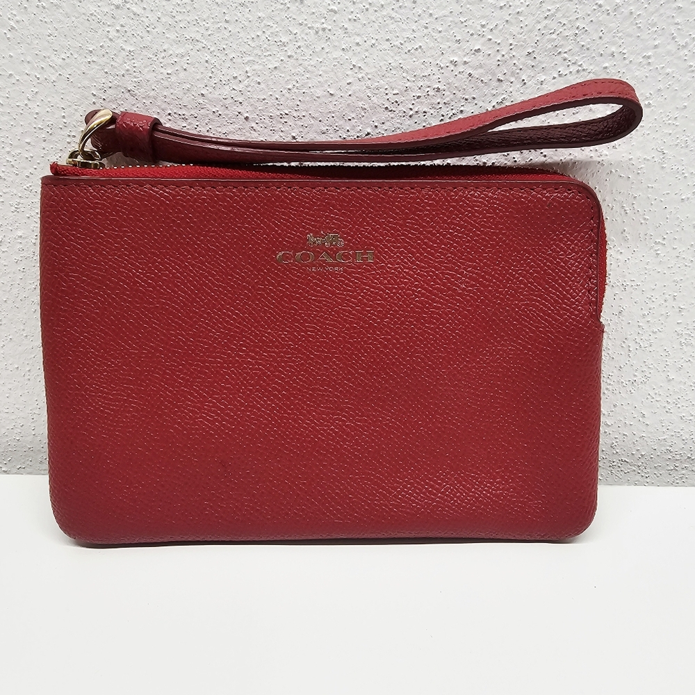 Coach Red Corner Zip Wristlet